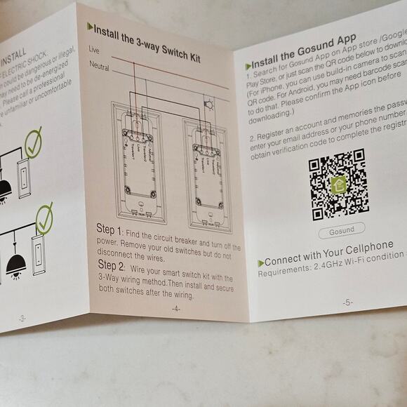 Gosuna NWOT 3-Way Smart Wi-Fi Light Switch - Picture 4 of 10